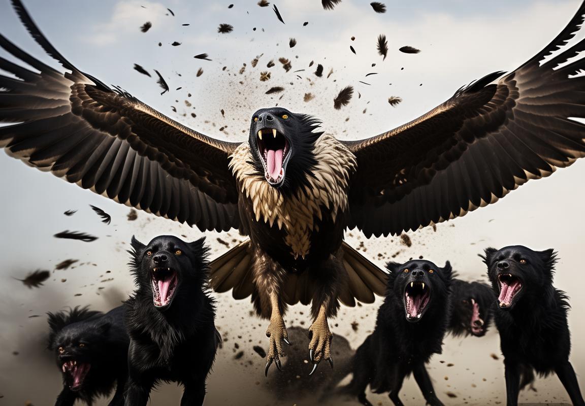 五黑犬勇斗老鹰抓小鸡：护院犬化身猛犬救小鸡，实录老鹰与狗搏斗守护战